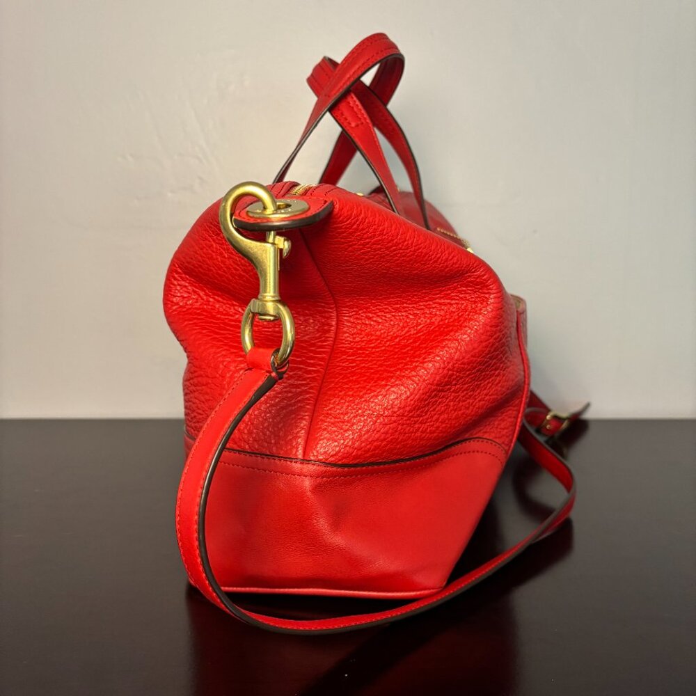 Coach Hadley Luxe Grain Bright Red Leather Zip Satchel - Picture 3 of 11